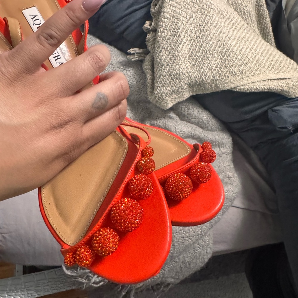 Disco Dancer 105mm AQUAZZURA Tangerine Orange 41 like new euc - Picture 11 of 12